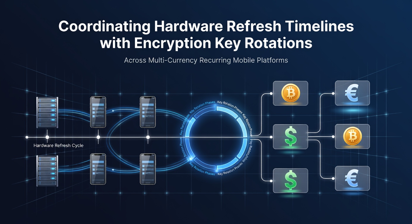 Hardware devices and encryption key management interfaces displayed on multi-currency mobile payment terminals