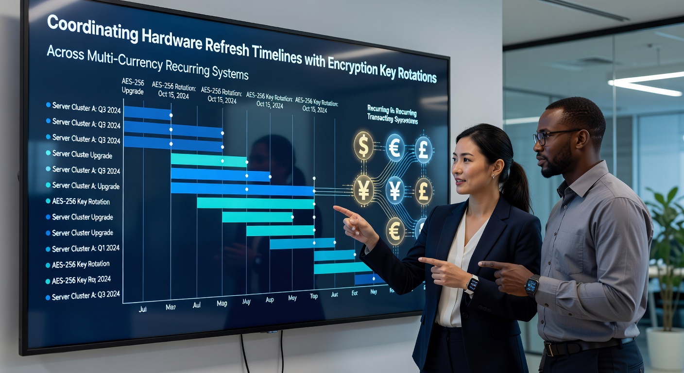 Technical diagrams showing encryption key rotation workflows integrated with hardware refresh schedules on mobile platforms