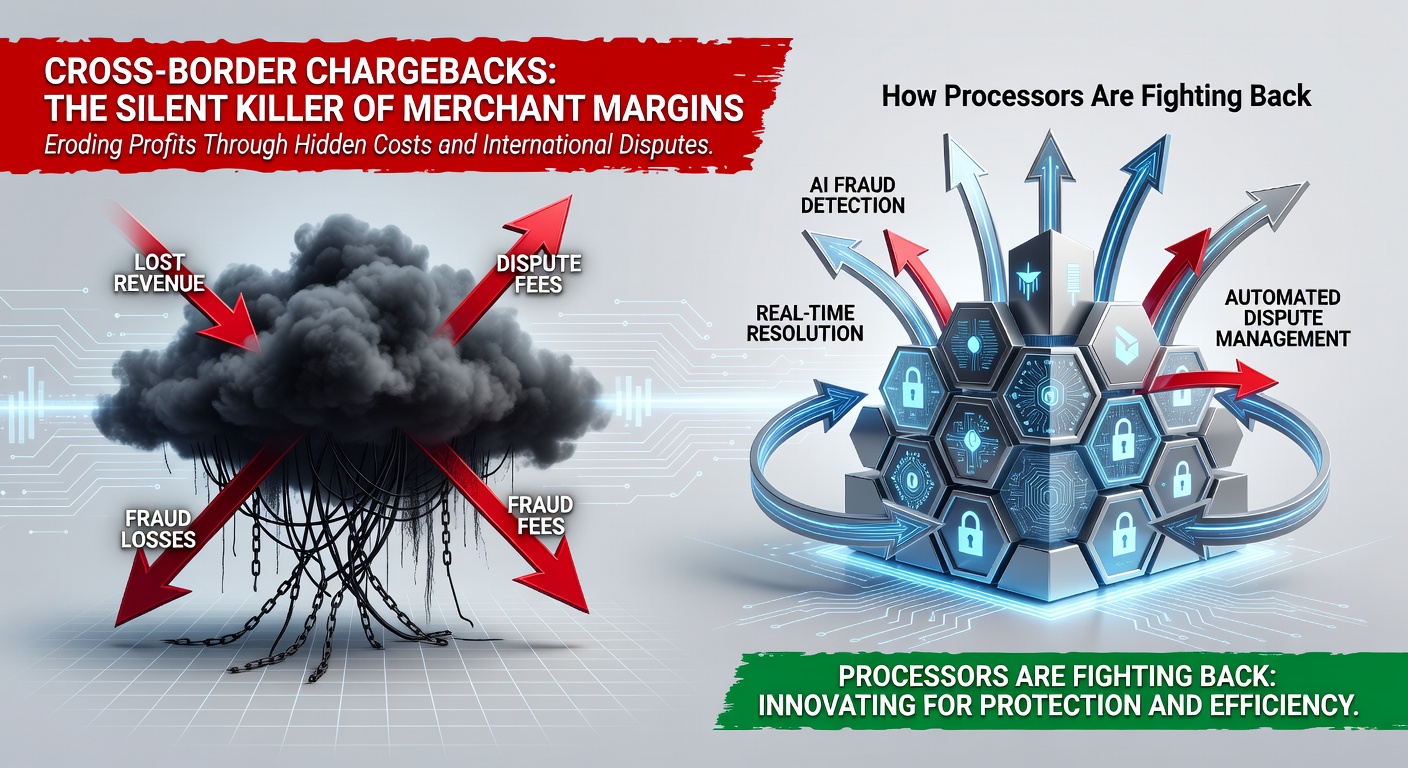 Graph showing rising cross-border chargeback rates eroding merchant profits across global markets