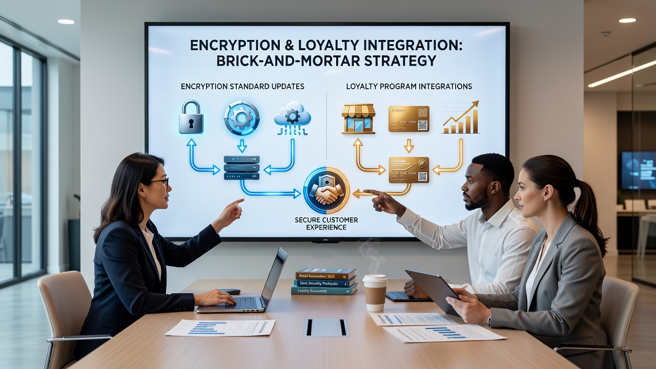 Loyalty program dashboard on mobile app showing encrypted transaction logs and reward point updates for retail customers