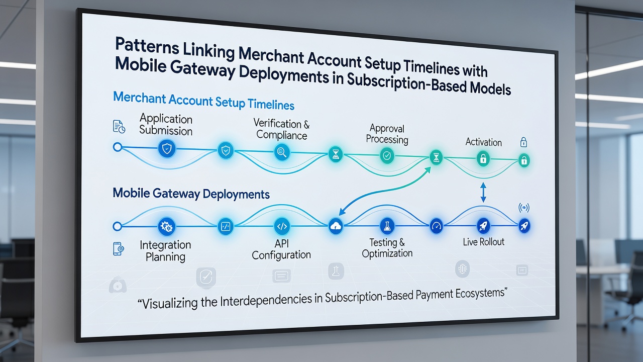 Mobile gateway deployment timelines synchronized with merchant account approvals across subscription retail networks
