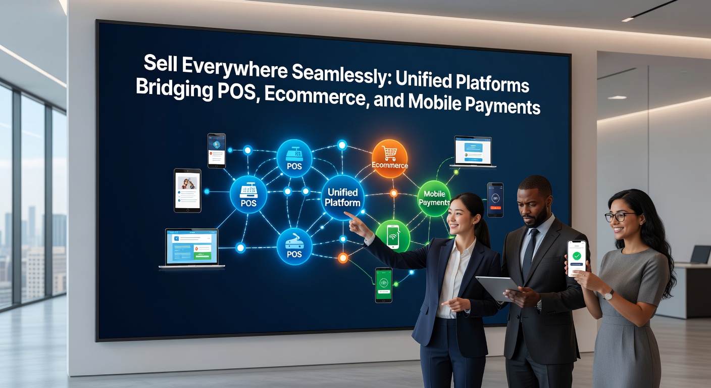 Dashboard view of a unified platform showing synchronized sales data from POS, online store, and mobile transactions in real-time graphs