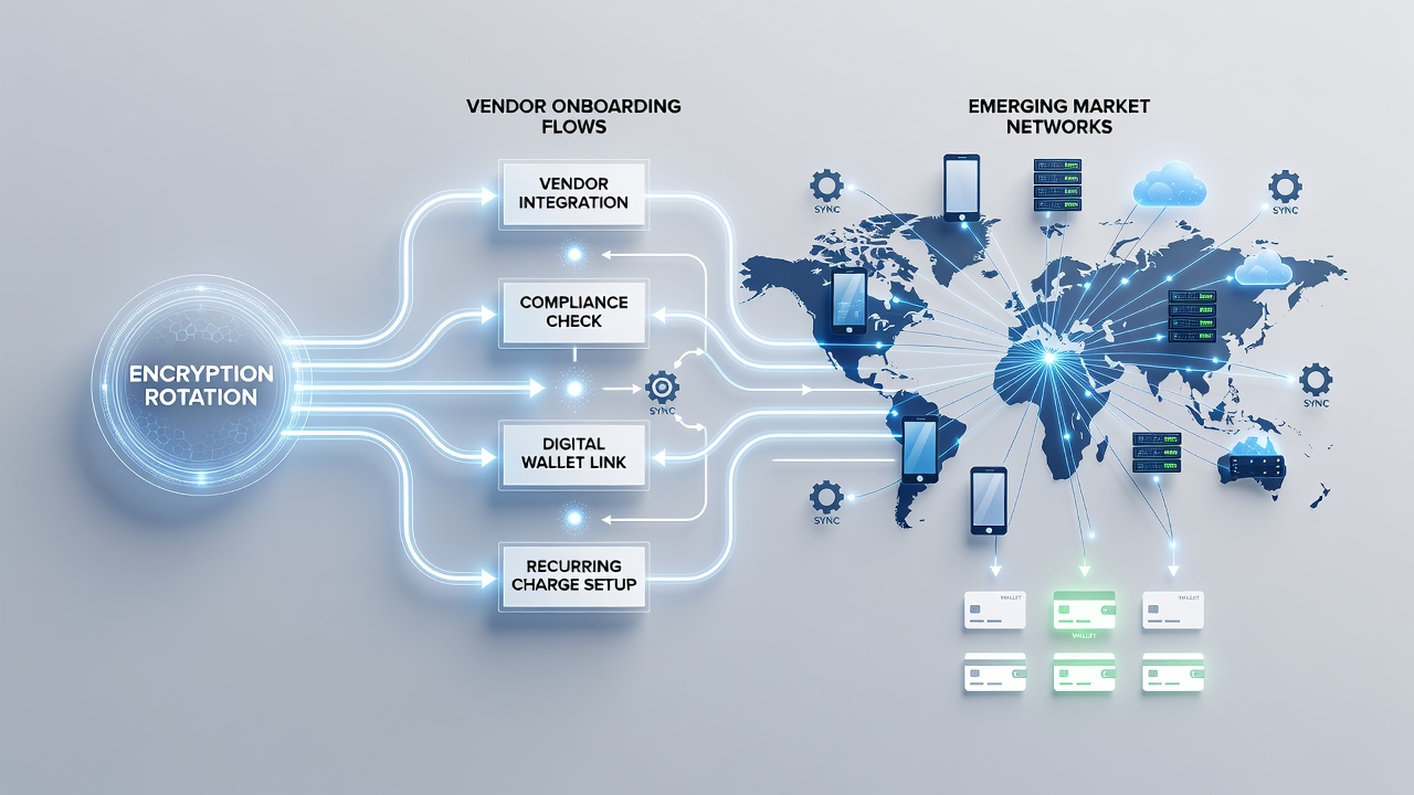 Digital wallet synchronization process across emerging market vendor networks