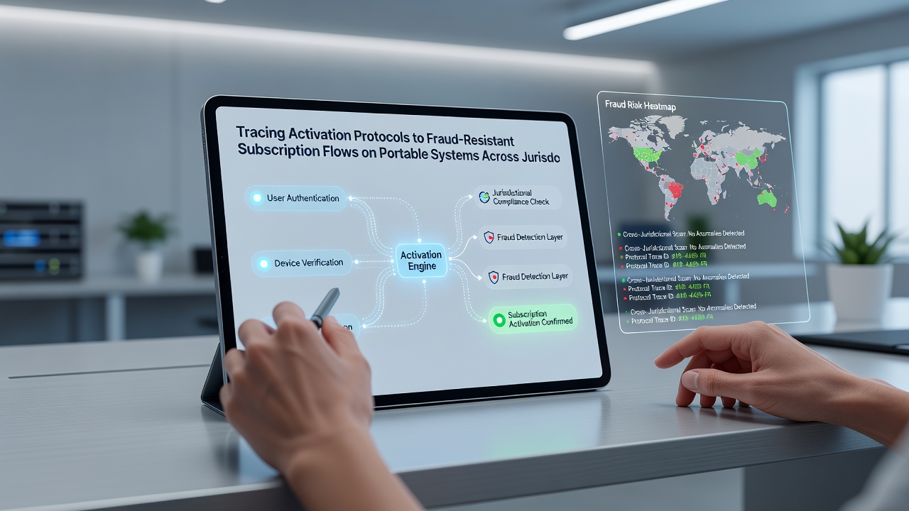 Mobile subscription flow diagram illustrating fraud checks integrated with activation protocols across jurisdictions