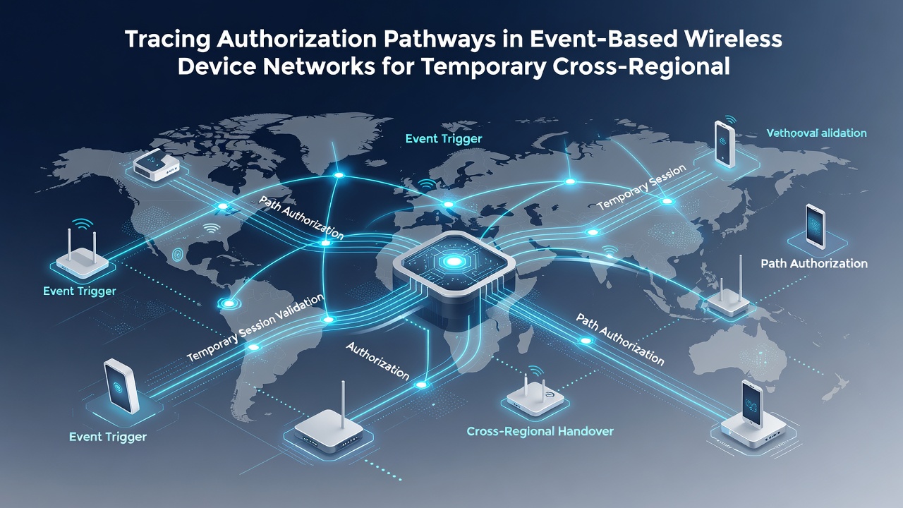 Network diagram showing authorization pathways between wireless terminals, gateways, and regional processors for event vendors